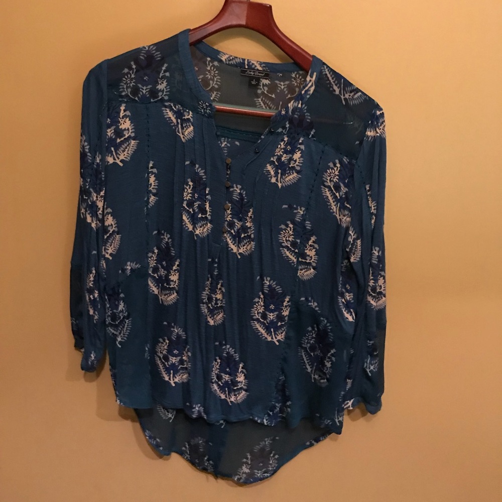 Printed turquoise blouse